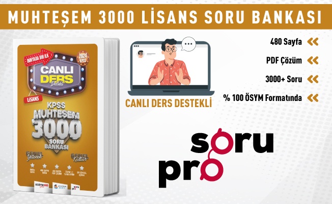 MUHTEŞEM 3000 KPSS LİSANS GYGK TÜM DERSLER SORU BANKASI