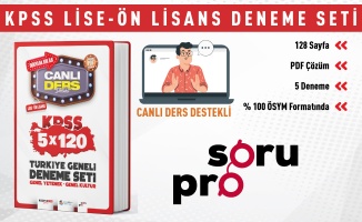 2024 KPSS LİSE - ÖN LİSANS CANLI DERS DESTEKLİ TG 5'Lİ DENEME SETİ